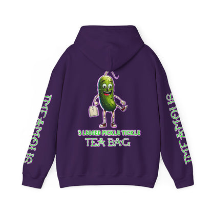 Premium Hooded Sweatshirt - Imfamous 3 Legged Pickle Tickle Tea Bag Design