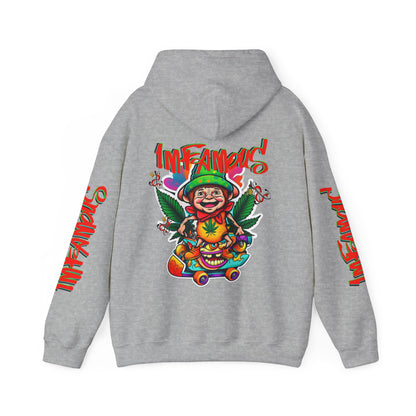 Premium Hooded Sweatshirt - Imfamous Irish Leprechaun on Skateboard Design
