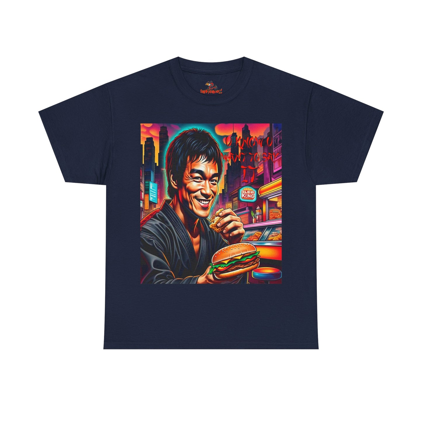 Retro Foodie Unisex Tee - Vibrant impersanation Art, Casual Wear, Gift for Food Lovers, Comic Con Fashion, funny king of Kung fu Tee