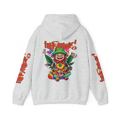 Premium Hooded Sweatshirt - Imfamous Irish Leprechaun on Skateboard Design