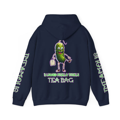 Premium Hooded Sweatshirt - Imfamous 3 Legged Pickle Tickle Tea Bag Design