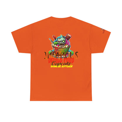 Imfamous Devils Food Cupcake Zombie attack Graphic Tee - Fun Casual Wear, Unisex T-Shirt for Food Lovers, Halloween fun gift