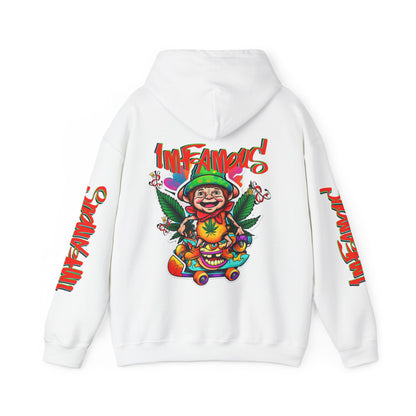 Premium Hooded Sweatshirt - Imfamous Irish Leprechaun on Skateboard Design