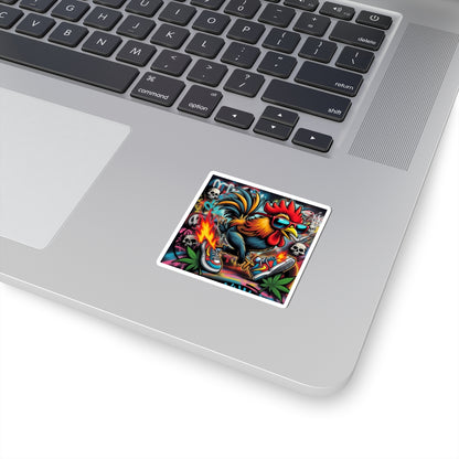 Sticker: Funny Rooster Smoking Weed