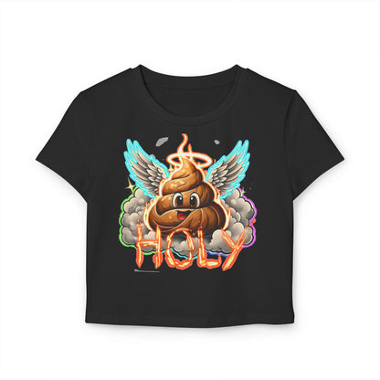 Fun Women's Baby Tee with 'Holy' Poop emoji and 'Imfamous' Design, Cute Graphic Tee, Trendy Casual Wear, Gift for Friends,