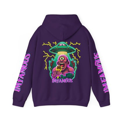 Premium Hooded Sweatshirt -cyclops being abducted by ufo