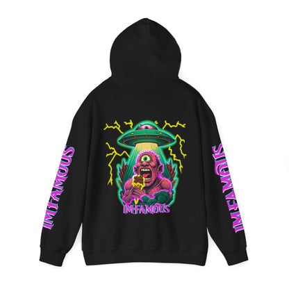 Premium Hooded Sweatshirt -cyclops being abducted by ufo