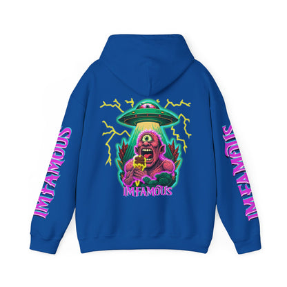 Premium Hooded Sweatshirt -cyclops being abducted by ufo