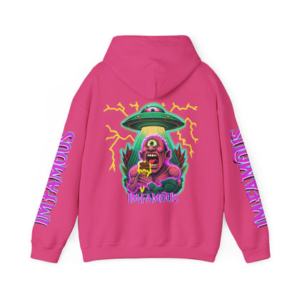 Premium Hooded Sweatshirt -cyclops being abducted by ufo