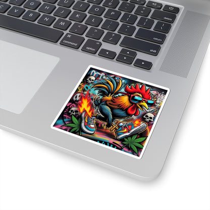 Sticker: Funny Rooster Smoking Weed